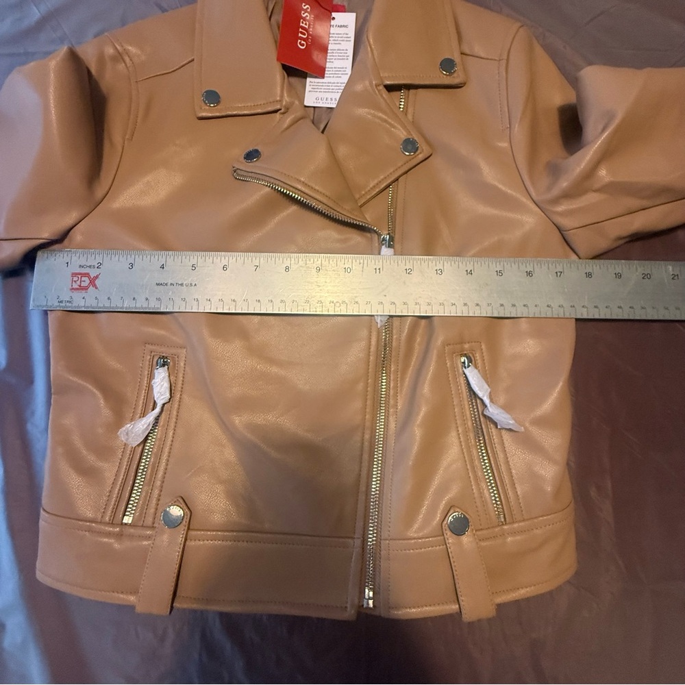 NWT Guess Camel Vegan Leather Jacket for Women Size Small - Picture 6 of 8